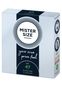Prezerwatywy Mister Size 47, cienkie, mały rozmiar, 47 mm, pudełko 3 szt