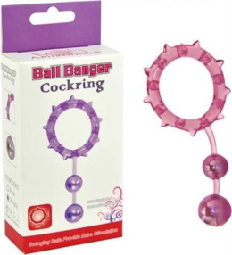 Pierścień na penisa z kulkami do masażu jąder, Ball Banger Cockring