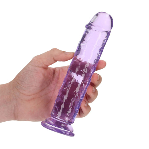 Dildo na przyssawce, 7.0, krystalicznie fiołkowe, bez jąder, TPE