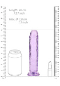 Dildo na przyssawce, 7.0, krystalicznie fiołkowe, bez jąder, TPE