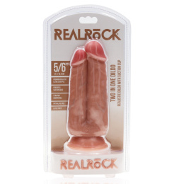 Dildo podwójne na przyssawce, 2 penisy razem, RealRock 5/6, PVC