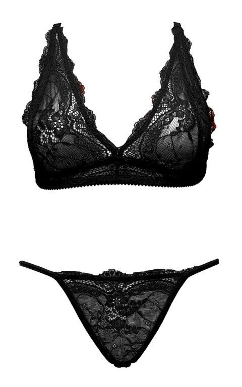 Komplet bielizny Sexy Suit (biustonosz bralette i stringi), czarny, Ouno