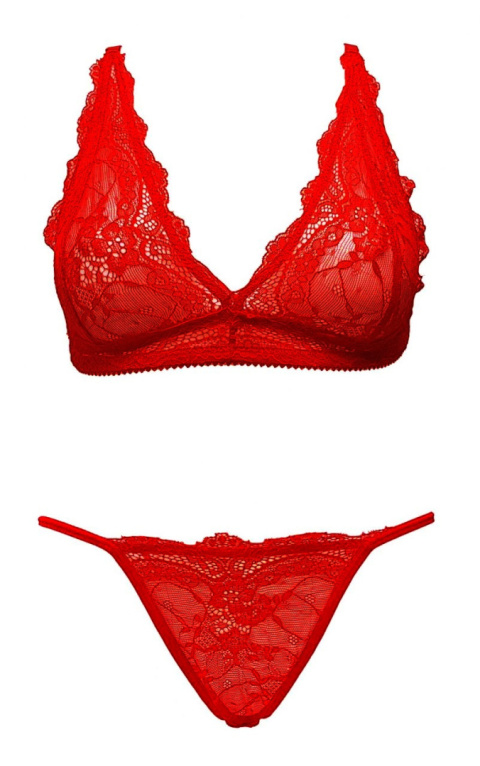 Komplet bielizny Sexy Suit (biustonosz bralette i stringi), czerwony, Ouno