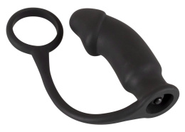 Pierścień na penisa z wibrującym korkiem analnym do masażu prostaty, Ring&Plug, silikon, baterie