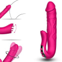 Wibrator realistyczny z funkcją stymulacji łechtaczki, Double Tongue Vibrator, silikon, USB