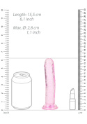 Dildo na przyssawce, 6.0, krystalicznie różowe, bez jąder