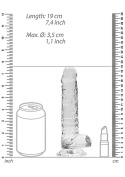 Dildo na przyssawce, 7.0, krystaliczne, bezbarwne, z jądrami, TPE