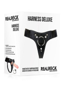 Uprząż RealRock Harness Deluxe do strap-ona, wygodne majtki z szerokiej gumy z 2 metalowymi kółkami