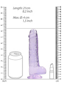 Dildo na przyssawce, 8.0, krystalicznie fiołkowe, z jądrami, TPR