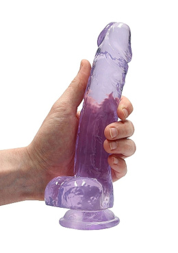 Dildo na przyssawce, 8.0, krystalicznie fiołkowe, z jądrami, TPR