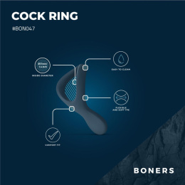 Pierścień erekcyjny zz wypustką masującą krocze (perineum), Boners Cock Ring, silikon