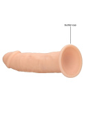 Dildo na przyssawce, silikon termoaktywny, Realrock 6", bez wibracji