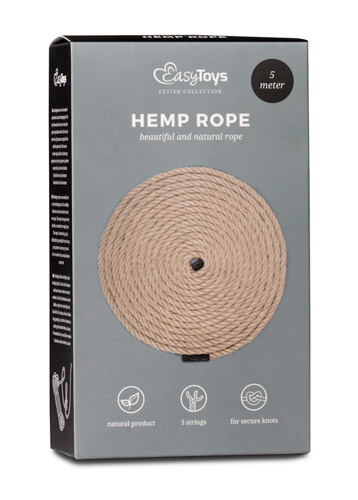 Lina konopna, 5 m, do wiązania w stylu japońskim, Hemp Bondage Rope , EasyToys