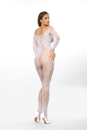 Bodystocking Mirabella Anais białe, z długimi rękawami.