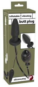 Pompowany wibrujący, silikonowany korek analny, sterowany pilotem na kablu, Inflatable + Vibrating silicone butt plug, You2Toys