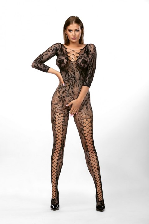 Bodystocking Mirabella, z długimy rękawami, czarne, Anais